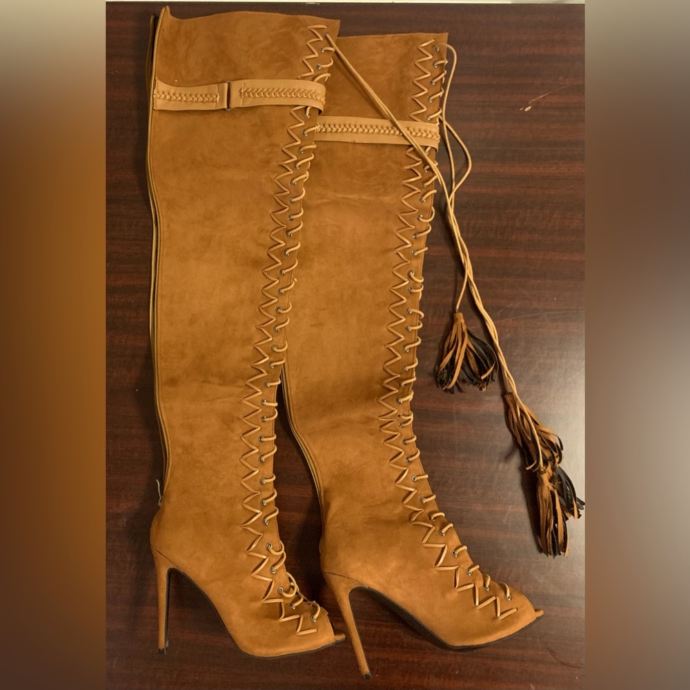 Tan Over the knee suede boots